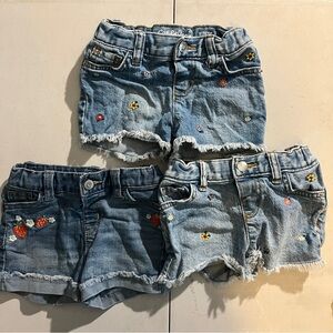 Cat & Jack Kids' Embroidered Denim Shorts - Light and Dark Blue